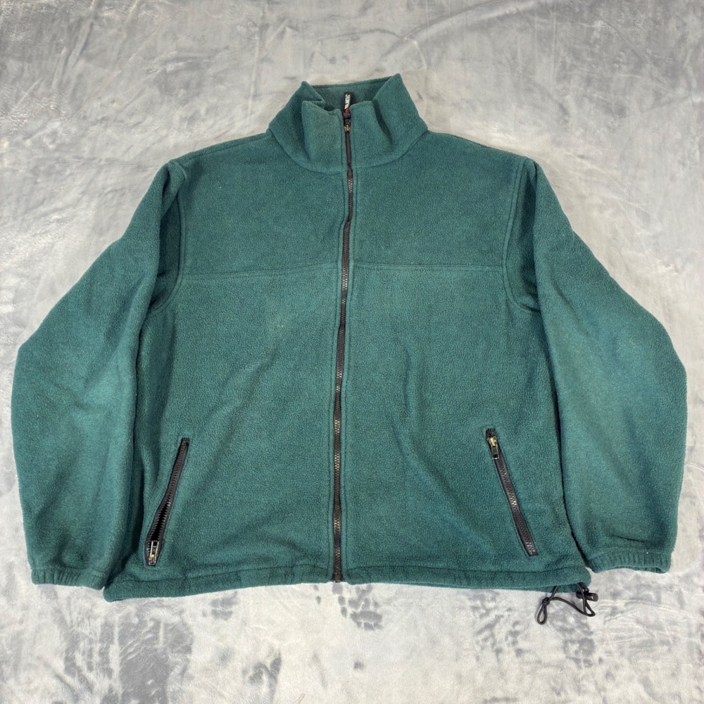 VTG Cabela's Fleece Jacket Mens Large Green Full Zip Outdoor Gear USA Made